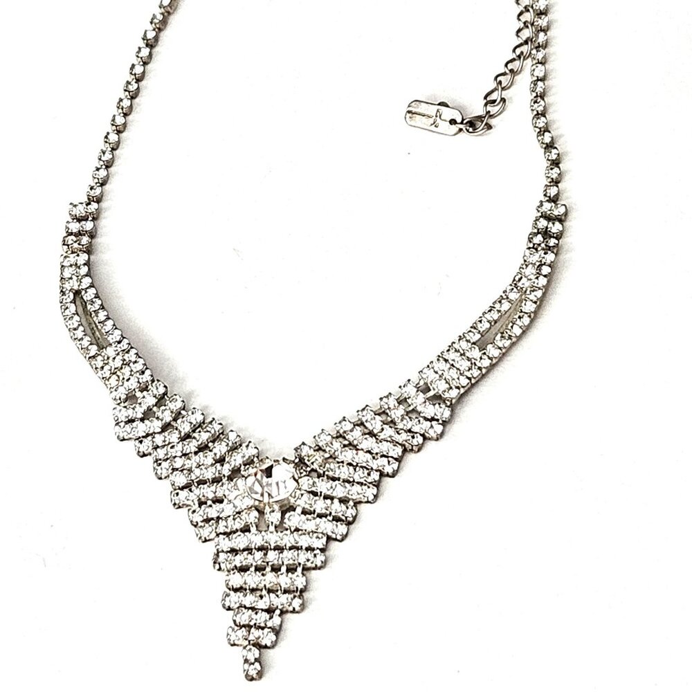 Christina Collection Sparkly Rhinestone 16" Collar Statement Necklace